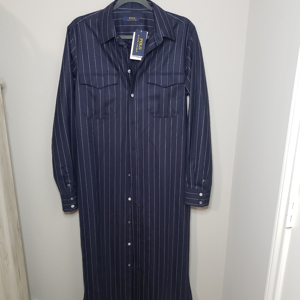 Polo Ralph Lauren Pin Stripe Midi shirt dress